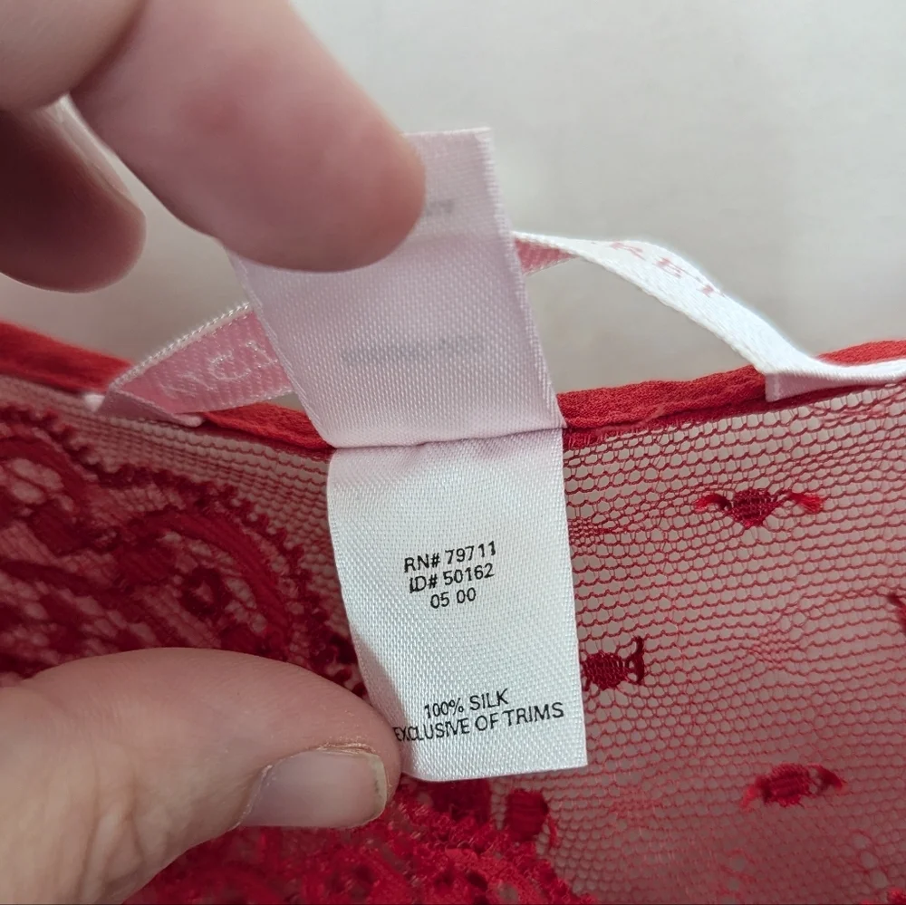 Vintage Victoria's Secret Silk Front Tie‎ Babydoll Lingerie Slip